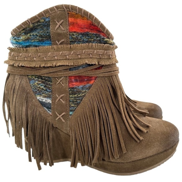 Naughty monkey trixie ankle booties 10 brown suede boho tribal western boots - Picture 15 of 15